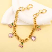 Sweet Cute Pink Gem CherryKeychain Korean Fruit Charm BagAccessorie Heart Bag Pendant Jewelry Girls Valentine's Day Gifts Handbag Extension Chain - Multicolor - View 8