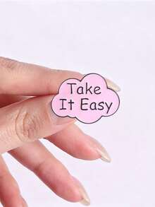 5pcs Warm Healing Pink Text Enamel Brooch "STAY Positive" Positive Slogan Badge, Fashion Clothing Backpack Accessory, Best Gift For Friends - Multicolor - View 7