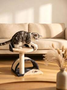 1 Cat Tree With Sisal Scratching Posts And Arch Scratching Board, Wear-Resistant And Furniture-Protective. It Features A Cozy Platform For Resting, Meeting Cats' Needs For Scratching, Playing And Relaxing. - Multicolor - View 1