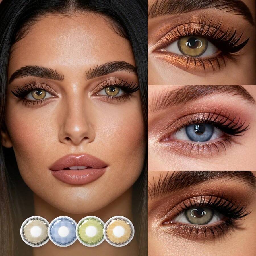 Lalens Silvana braune Farbkontaktlinsen 2 Stücke/Box | Halloween Essentielle | 1 Jahr Haltbarkeit, kostenlose Spiegelbox | blau-grüne Farblinsen, geeignet für kleine Augen | 14,00 mm/14,20 mm/14,50 mm Durchmesser (Vergrößerungseffekt) | ideal zum Verschönern der Augen und für Cosplay-Make-up | perfekt für die Abschlusszeit