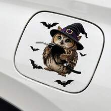 1pc Halloween Theme Ghost Bat Black Cat Creative Car Sticker, Easy To Apply And Not Easy To Fall Off, Covers Flaws And Prevents Scratches, Suitable For Cars, Fuel Tank Covers, Smooth Surfaces, Halloween Decoration Decal - Fuel Tank Sticker - View 5