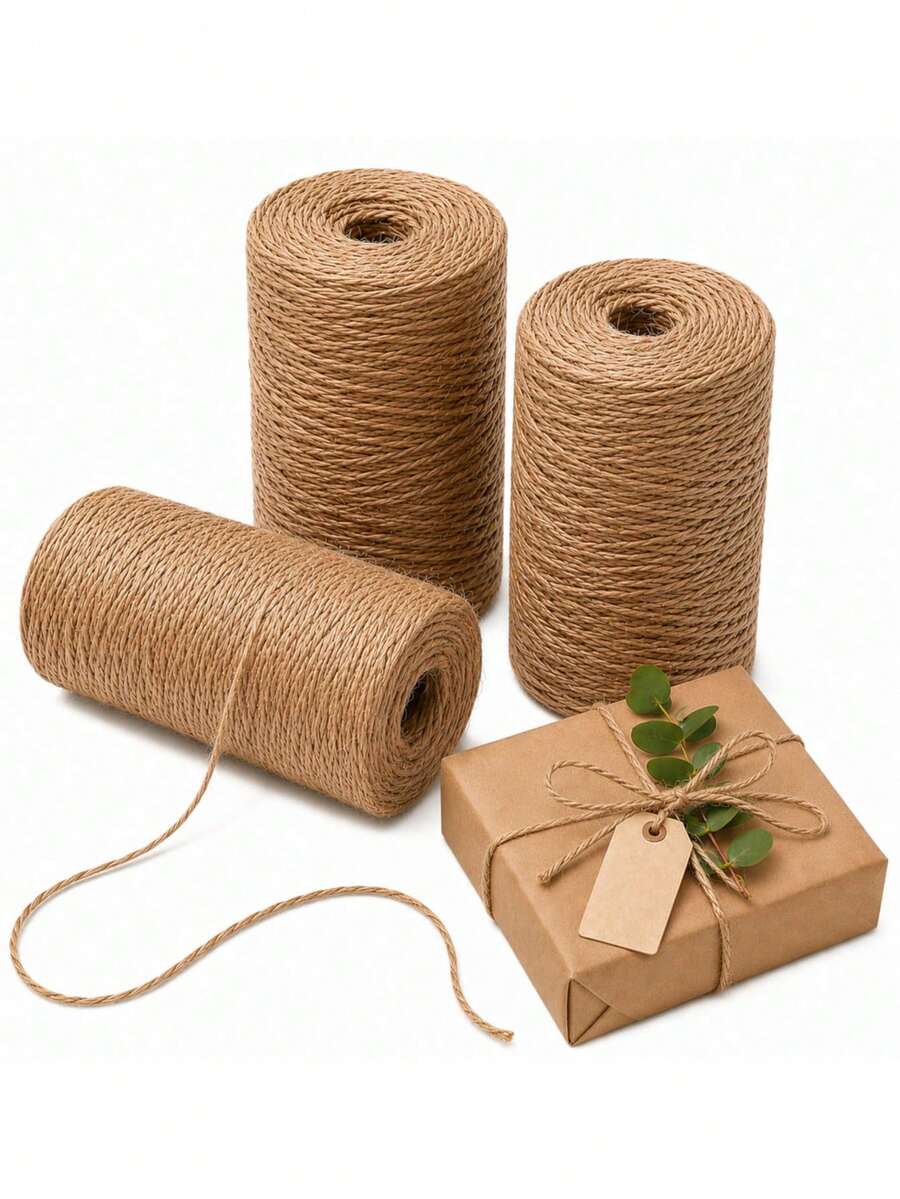 1 Roll 20/100/218/999m Vintage Style Jute Rope, Multi-Purpose, Suitable For Gift Wrapping, Hanging Plants, DIY Crafts And Rustic Home Decor - Multicolor - View 1