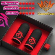 Mobile Game Finger Sleeves, 0.3mm Carbon Fiber, Anti-Sweat Knitted Fabric, Comfortable Finger And Thumb Covers, Suitable For Most Players - Red - View 2