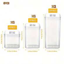 3/4/5/6/7pcs Plastic Food Storage Box Crimp Cover, Food Storage Container With Lid, Cereal, Leak Proof, , Organization And Storage, For Grain, Nuts, Snack, Cookie, Fruit And Sugar, For Kitchen, Storage Organization, Gifts - 3pcs * (Container and Lids) - View 5