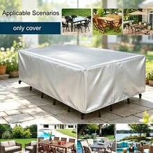 210D Oxford Fabric Outdoor Furniture Cover-Waterproof, Rainproof, Snowproof, Dustproof, Windproof, And UV-Resistant-Features Adjustable Drawstrings. Ideal For Patios, Balconies, Villa Backyards, And Gardens, And Fits Most Outdoor Table And Chair Sets - Silver - View 2