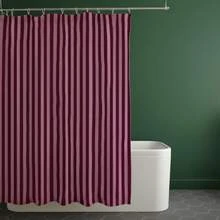 1pc Luxurious & High-End Minimalist Style | Versatile | Bathroom & Home Decor | Vintage Stripes Striped Purple Shower Curtain Boho Bathroom Decor Maroon And Pink Stripe Bath Curtain Mauve Bathroom Accessory Extra Long - 紫色 - 查看 4