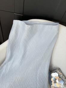 GMFP 女士休闲优雅时尚浅蓝色蕾丝贴花鱼尾裙摆派对半身裙，适合夏秋季节及六月假期穿着 - 淺色水洗藍 - 查看 9