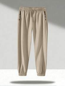 [1 Piece Random]1pc Boys' Casual Outdoor Sports Loose Tapered Pants - Khaki - View 4