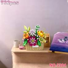 多款微粒積木花籃6件組，732pcs/757pcs/771pcs/886pcs多粒成人組裝花籃，DIY組裝療癒花籃，手工3D花籃，桌面節日溫馨裝飾，適合積木愛好者、收藏家、家居裝飾、藝術收藏。減壓療癒組裝積木玩具，畢業季/母親節/情人節/女孩禮物/復活節/週年紀念/好友/老師/其他重大節日禮物推薦。 - 彩色 - 查看 15