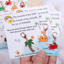 5pcs/10pcs Crab And Coconut Tree Party Keychain Set, Pocket Hug Token, Pocket Hug Gift Bag. Used For Car Keys, Backpacks, Phones And Other Small Accessories. Suitable For Travel Souvenirs, Beach, Pool Parties, Summer Outdoor, Commemorative Gifts, Birthday Parties, Friendship Gifts And More. Give To Your Friends, Family And Partners. - Multicolor - View 5