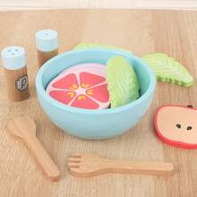 1pc Boxed Wooden Salad Toy, Suitable For Kids' Pretend Play, Develops Hands-On Ability And Logical Thinking, Parent-Child Interactive Toy, Perfect Gift For Birthday/Christmas/Halloween - Multicolor - View 7