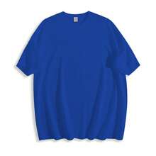Women's Casual Blue Cotton T-Shirt With Ciao Bella Lip Print, Short Sleeve Round Neck Tee, Regular Length, Slightly Stretchy Fabric, Cute & Stylish - 藍色 - 查看 2