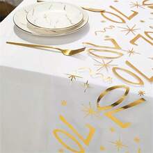 1 Roll Gold Birthday Number 70 Table Runner, Polyester Mesh, Durable, Skin-Friendly And Soft, Lightweight And Breathable, Suitable For Room, Bedroom, Living Room, Kitchen Decoration, Birthday Party, Holiday Celebration Decor - View 3