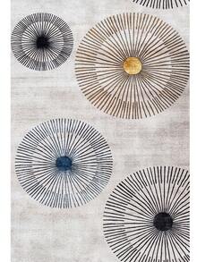Alfombra de pasillo y alfombra de área antideslizante y lavable con impresión digital para sala de estar, diseño moderno | Estilos moderno, escandinavo, bohemio y clásico | 100% poliéster - Blanco Crema - View 7