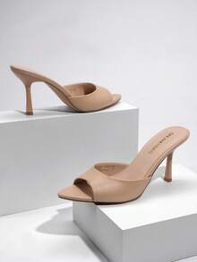 Women Pointed Peep Toe High Heel Sandals Fashion Stiletto Slip On Summer Sandals For Travel Party Prom Wearing - 杏色 - 查看 3