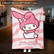 SANRIO 1件 Hello Kitty 主題客製化毛毯，可自訂個人化姓名，以 Hello Kitty 為主角搭配愛心元素，可愛甜美風格，柔軟舒適，可機洗，適用於沙發、床鋪、旅行，送給家人朋友的完美禮物 - 彩色 - 查看 12