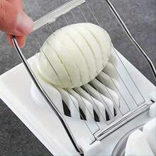 1pc 2-In-1 Egg Slicer, Stainless Steel Wire Egg Cutter For Hard Boiled Eggs, Multifunctional Kitchen Gadget (White/Red) - Multicolor - View 1