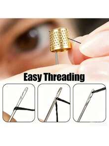 12PCS/1PC,Stainless Steel Sewing Needles,Hand Sewing Needles, Self-Threading Side Sewing Needles,Comes With Rosewood Needle Tube,Sewing Threader,Sewing Accessories,Suitable For Elderly Use,Can Be Used For Sewing Clothing,Embroidery, Handicrafts, Etc. - Multicolor - View 6