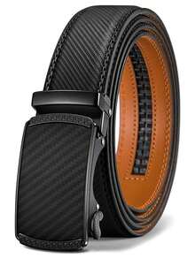 Men Belt Leather Ratchet Belt - Customizable Fit, Effortless Style (35mm) - Black - View 1
