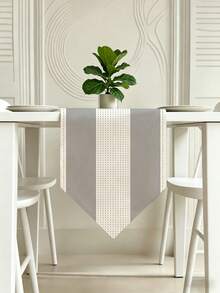 1pc,Crafted Table Runner,Simple Striped Style Triangular Table Runner,Microwave Dust Cover,Protective Cover,Rectangular Tablecloth,Washable,Suitable For Home Dinner,Coffee Table,Kitchen And Dining Room Decoration,Dining Table Decoration Party And Scene Decoration,Home Decor,Outdoor Patio Table Runner Decoration,Entrance Decoration,Fireplace Cloth - Grey - View 2