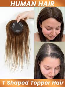 Natural Hair Topper, Silky Skin Tone Base, Virgin Human Hair Topper, Invisible Clip-In Hair Topper, T-Part Hair Topper, Perfect Solution For Thinning Hair #4 - S4 - View 2