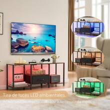 Industrial Style TV Stand 120cm, Entertainment Center Table With Drawer And Shelves - Rust Brown - View 3
