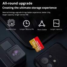 全新高速 Class 10 SD/TF 記憶卡，多種容量可選，紅金配色，快閃記憶卡 32GB/64GB/128GB/256GB 適用於手機、相機、平板電腦、汽車音響和監控設備的安全儲存卡 - 紅金 - 查看 3