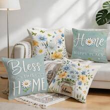 4pcs/1pc Butterfly Floral Pattern Pillow Covers Without Inserts, Single-Sided Printed Pillow Covers, Suitable For Living Room Bedroom Home Decor, All Season Pillow Covers - Multicolor - View 9