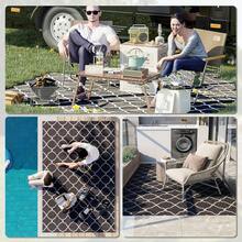 Reversible Outdoor Rug, Plastic Straw Mat W/ Carry Bag Ground Stakes For Garden RV Picnic Beach Camping 182x274cm Black - Default - View 5