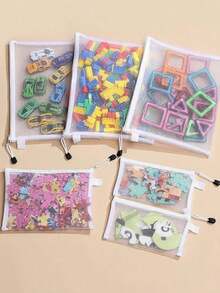 5pcs/1pc Mesh Storage Bags (L/M/S) Sorting & Organizing Mesh Bag Large Capacity Handmade Small Items Set Transparent Mesh File Folder Bag Mesh Zipper File Folder Bag A4 A5 A6 Pencil Bag Receipt Office File Makeup Bag Storage Bag,Boho Vibes,Back To School - Multicolor - View 2