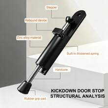 1pc Black Heavy Duty Invisible Door Stopper - Foot Pedal Spring Mechanism | Zinc Alloy Construction | Easy To Position And Install | Suitable For Living Room, Bedroom, Office, Apartment And Hotel | Wall Protection | Stylish Design | Durable - Large Black - View 13
