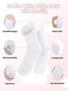5 Pairs/1 Pair Baby Socks With Anti-Slip Dots, Loose Cuff Non-Binding Ruffle Princess Socks, Multi-Color Options For Baby Girls 0-5 Years Old - Multicolor - View 4