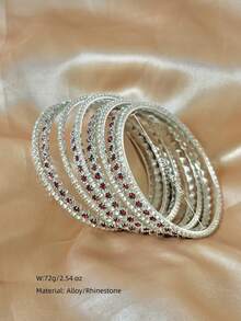 Juego de 9 pulseras y brazaletes estilo palacio con incrustaciones de diamantes de imitación, joyería para uso diario, bodas, citas y fiestas para mujeres - 9 piezas - Ver 6
