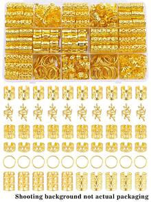 70pcs Gold Dreadlock Hair Rings Set, Braiding Design Hair Accessories, Adjustable Hair Ornaments Suitable For Women And Girls' Braids - Gold - View 2