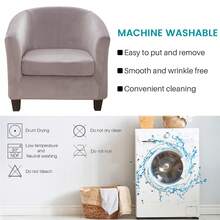 Elastic Armchair Cover For Bathtub Chairs, 2-Piece Set, Velvet Cover With Cushion Cover, Removable And Washable, Club Chair Cover For Office, Dining Room, Club Chair - Silver Gray - View 9