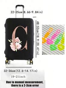 玫瑰金字母 A-Z 行李保護套，耐用通用行李箱套 18-20 英吋，防塵防刮行李套附彈性邊緣，適用於飛行、度假、蜜月、機場、郵輪、出差、旅行、假日，男女通用旅行必備配件，適合送給家人、朋友、母親、老師的完美禮物，適合生日、畢業季、開學、教師節、復活節、聖誕節，適用於大多數滾輪行李箱、登機箱、滾輪行李箱 - 彩色 - 查看 11