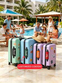 1pc Custom Name Luggage Handle Wrap, Personalized Suitcase Handle Wraps With Embroidery Text, Personalized Luggage Handle Wraps For Suitcas - Multicolor - View 5