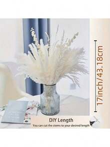 47PCS White Pampas Grass 17in/45cm – Dried Flower Stems For Wedding, Home, Garden, Party, Photography, Vase Decor - 47 PCS - View 2