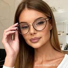Y2K Cool Blue-Green Cat Eye Frame Glasses, Women's Non-Prescription Glasses Accessory - Black Gold - View 1