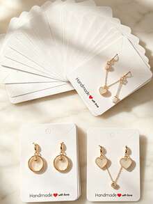 10/20/40pcs Earring Necklace Storage Cards Jewelry Earring Display Rack - White - View 3