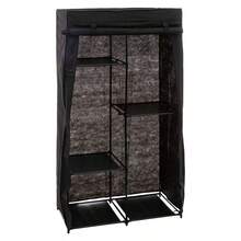 Miroytengo Armario Modular, Mueble Auxiliar de Tela Dormitorio Negro Baldas y Barra 169x88 cm Organización y Almacenamiento con Estructura Metálica, Textil Resistente, Montaje Incluido, Instrucciones y Tornillería. - Negro - Ver 2