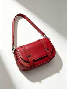 Bolsa Transversal Feminina - Design Vintage, Ombro e Tiracolo, Várias Cores - Vermelho - Visão 1