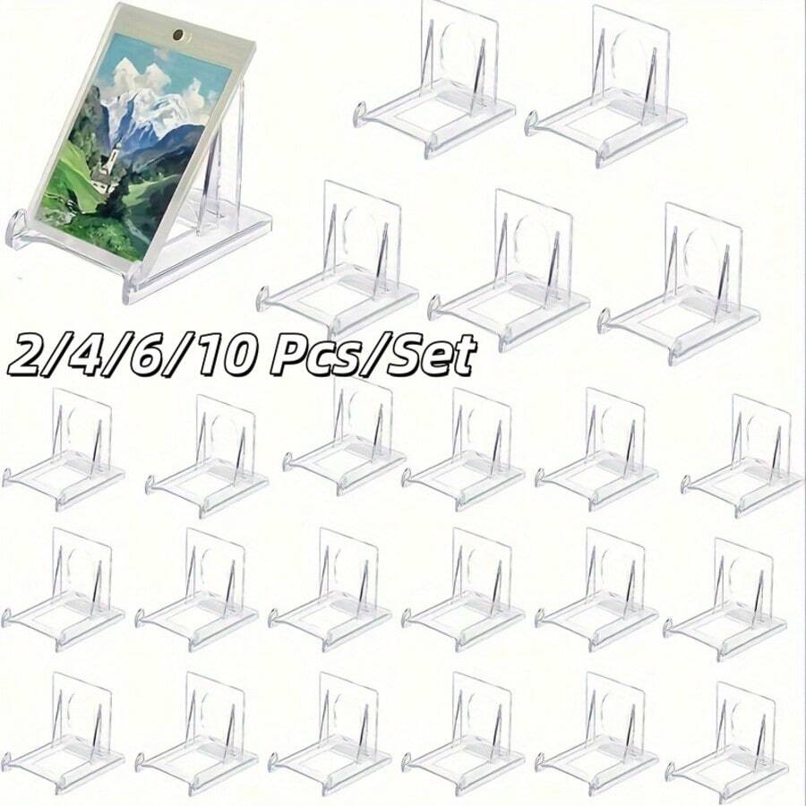 2/4/6/10pcs Adjustable Acrylic Display Stands - Multifunctional Plastic Brackets Suitable For Pictures, Decorative Plates And Electronic Products - Stylish Home Decor, Transparent Adjustable Height Stands For Displaying Pictures|Modern Home Decor|Adjustable Brackets, Badges, Anime - Transparent - View 1