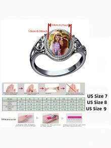 suteyi Personalized Photo Ring, Vintage Metal Pattern Ring, Can Be Inlaid With Your Photo, Multiple Sizes Available, Unique Commemorative Jewelry - Multicolor - View 5