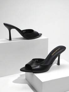 Women Pointed Peep Toe High Heel Sandals Fashion Stiletto Slip On Summer Sandals For Travel Party Prom Wearing - 黑色 - 查看 3