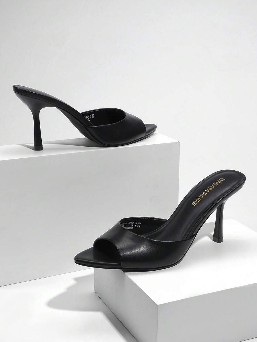 Women Pointed Peep Toe High Heel Sandals Fashion Stiletto Slip On Summer Sandals For Travel Party Prom Wearing - Black - View 1