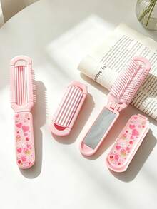 1pc, Foldable Comb Personalized Cute Printed Cartoon Rabbit Minimalist Ins Style Portable Comb Travel Convenient To Carry In Bag Women's Hair Styling Comb Suitable For Holiday Gift - Multicolor - View 11