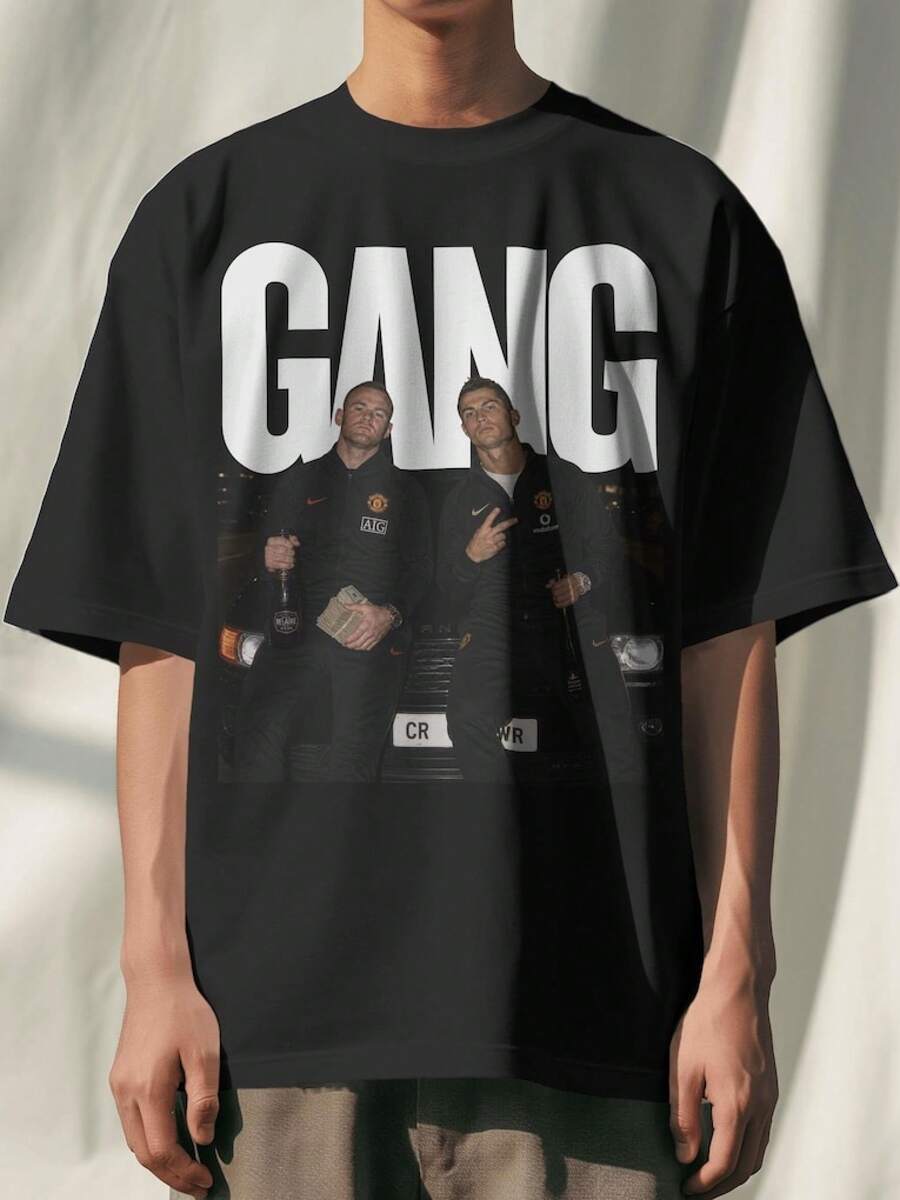 Camiseta Oversize de Cristiano y Rooney, Camiseta de Fútbol del, Camiseta de Leyendas del Fútbol - Negro - Ver 1