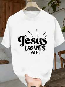 T-shirt da uomo con stampa a tema fede cristiana, autunno, street hip-hop, traspirante, stampa artistica - Bianco - Visualizzare 2