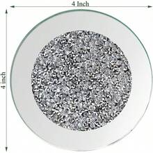 GIMORRTO Posavasos de Cristal espejado, decoración de Taza de Diamante aplastado en la Mesa para Restaurante, Cocina, Bar, Mesa de Comedor (4 Piezas, redondo4 Pulgadas) - 4 x 4 pulgadas - Ver 8
